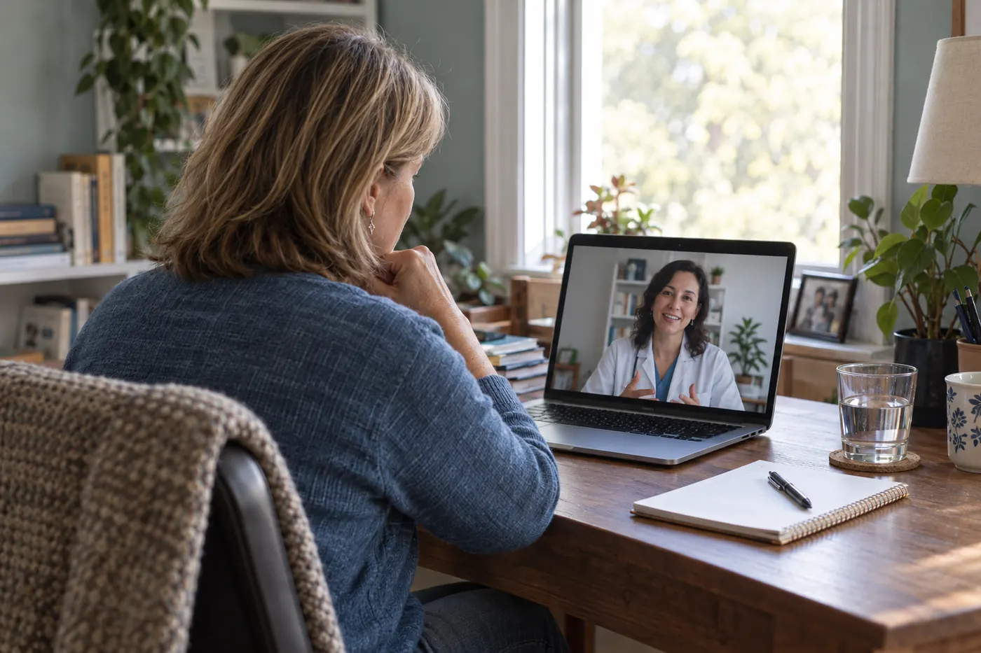 Patient on a video call with a licensed clinician